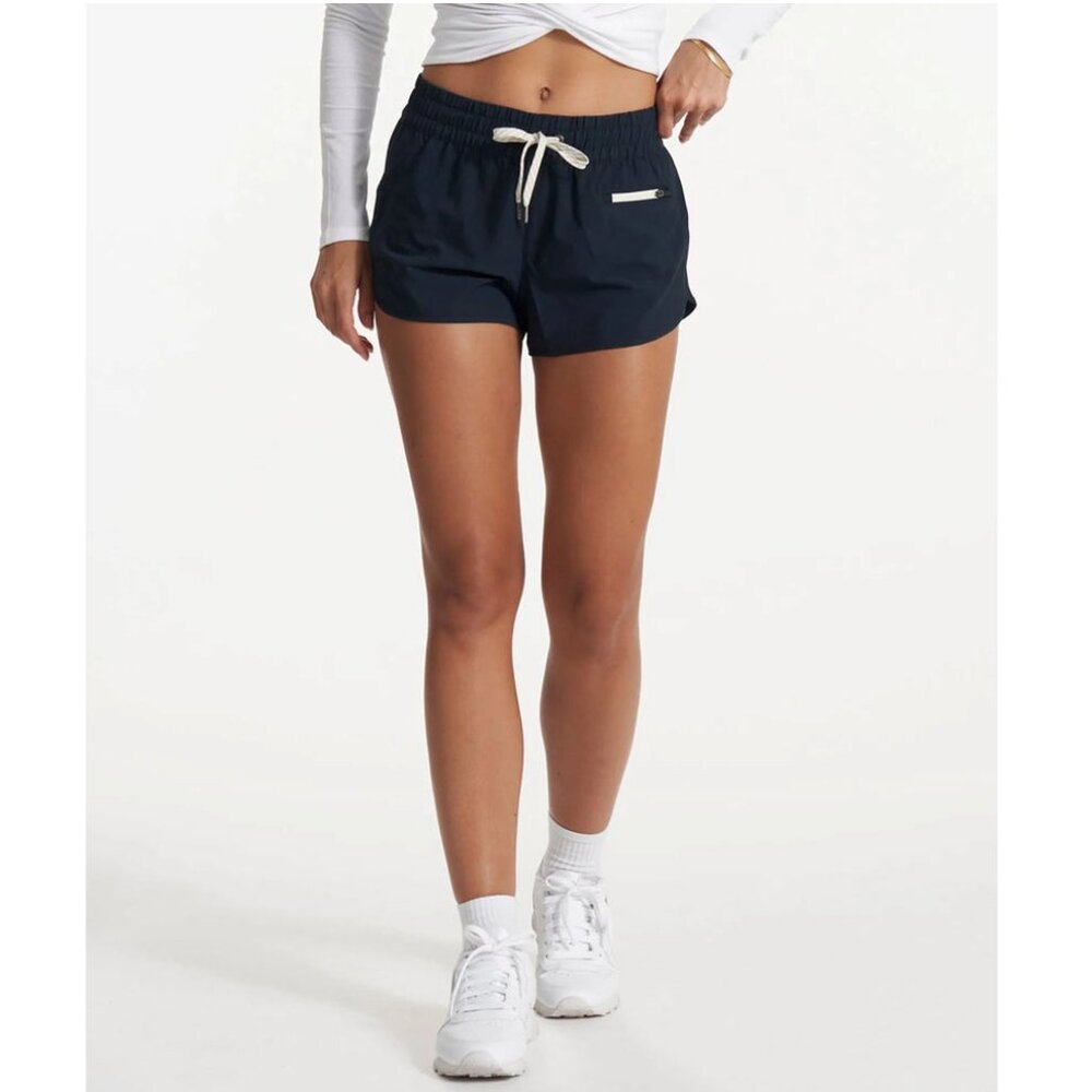 Vuori Navy Athletic Shorts with Cream Drawstring